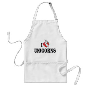 I Love Heart Unicorns Adult Apron