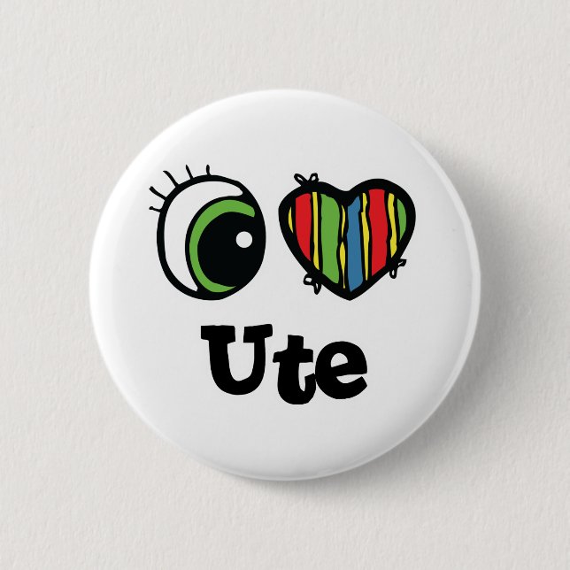 I Love (Heart) Ute Pinback Button (Front)