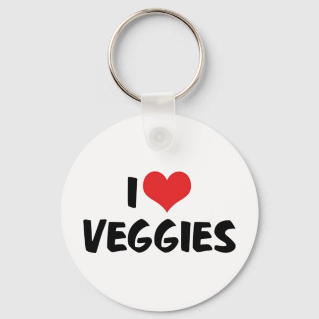 I Love Heart Veggies - Vegan Health Food Lover Keychain (Front)