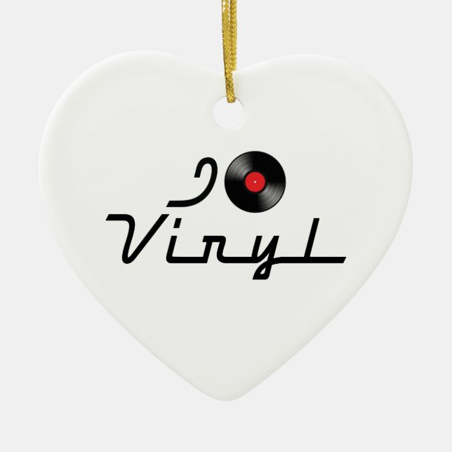 I Love Heart Vinyl - DJ Record Album Lover Ceramic Ornament (Front)