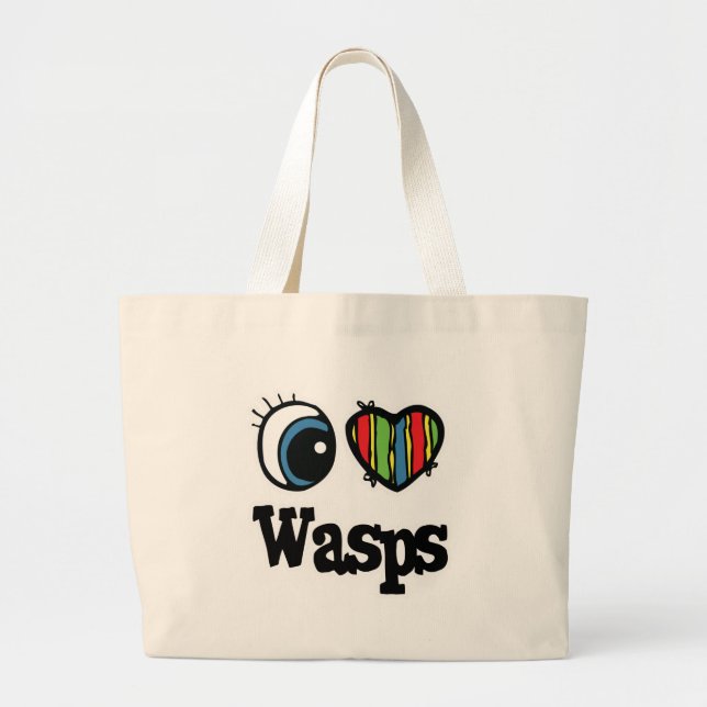 I Love (Heart) Wasps Large Tote Bag (Front)