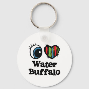 I Love (Heart) Water Buffalo Keychain