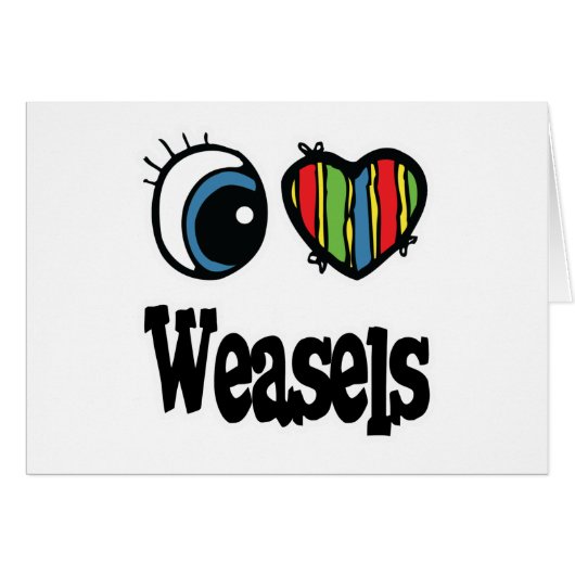 I Love (Heart) Weasels Cards (Front Horizontal)
