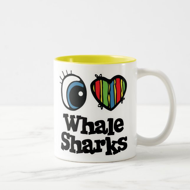 I Love (Heart) Whale Sharks Two-Tone Coffee Mug (Right)