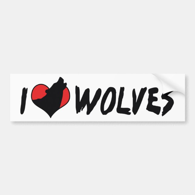 I Love Heart Wolves - Wolf Lover Bumper Sticker (Front)