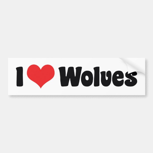 I Love Heart Wolves - Wolf Lover Bumper Sticker (Front)