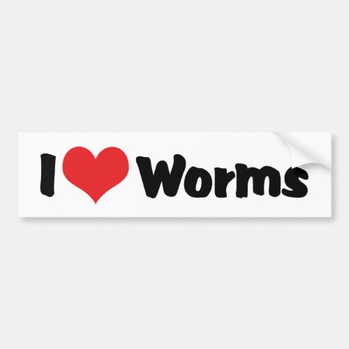 I Love Heart Worms Bumper Sticker