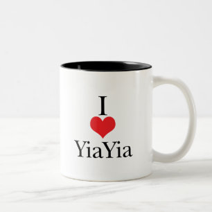 I Love (Heart) YiaYia Two-Tone Coffee Mug
