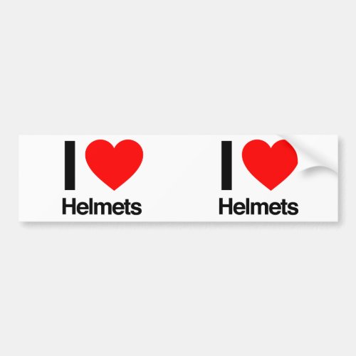i love helmets bumper sticker
