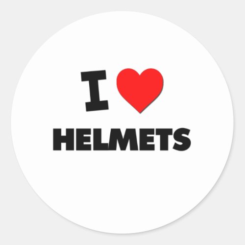 I Love Helmets Classic Round Sticker