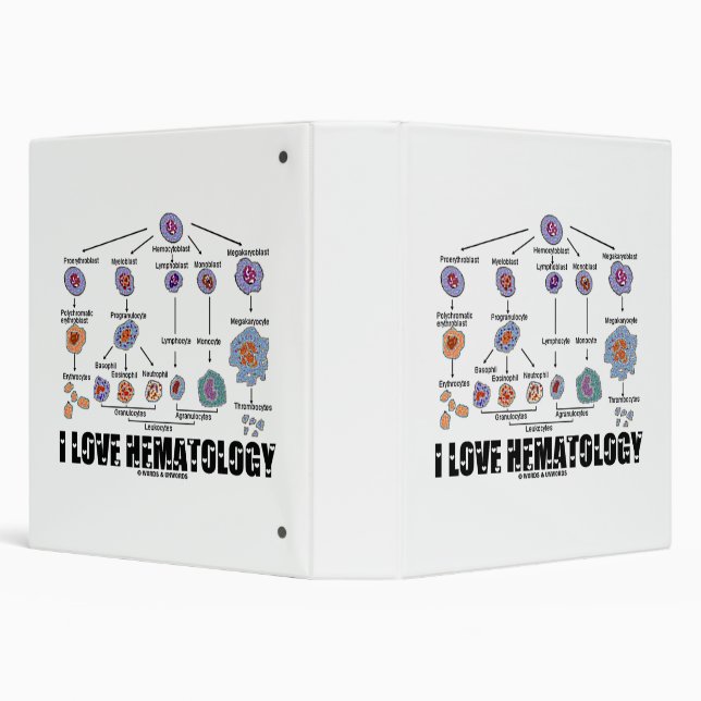 I Love Hematology Blood Cell Lineage 3 Ring Binder (Background)