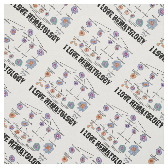 I Love Hematology Blood Cell Lineage Fabric (Swatch)