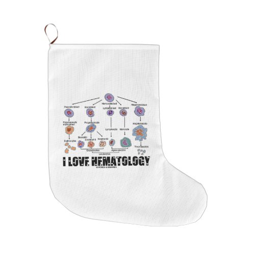 I Love Hematology Blood Cell Lineage Large Christmas Stocking