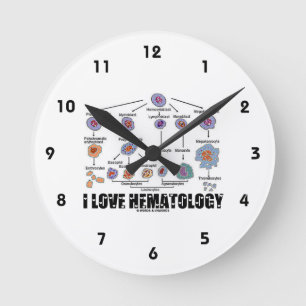 I Love Hematology (Blood Cell Lineage) Round Clock