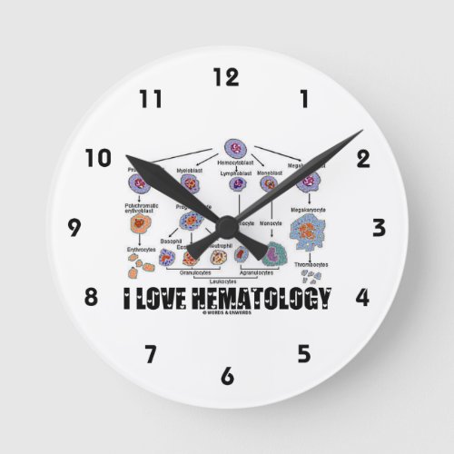 I Love Hematology Blood Cell Lineage Round Clock