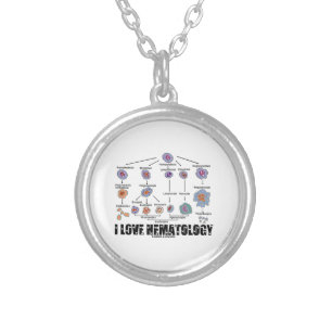 I Love Hematology (Blood Cell Lineage) Silver Plated Necklace