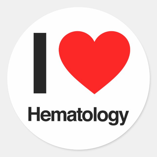 i love hematology classic round sticker (Front)