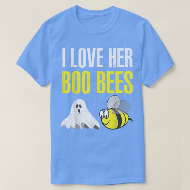I Love Her Boo Bees Couples Halloween Adult Costum T-Shirt (Design Front)
