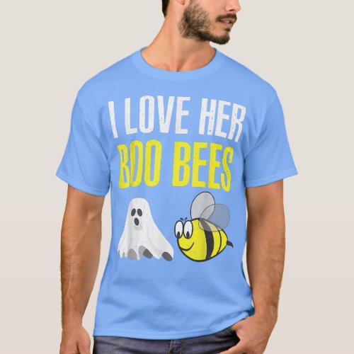 I Love Her Boo Bees Couples Halloween Adult Costum T_Shirt