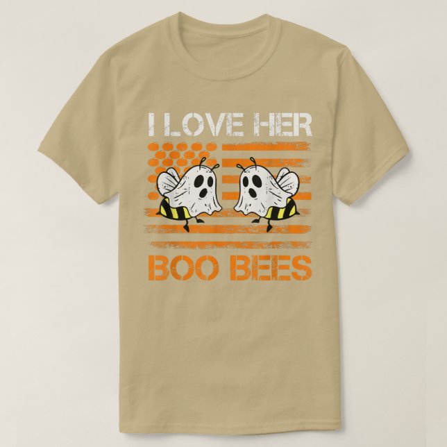 I Love Her Boo Bees Couples Halloween Costume USA  T-Shirt (Design Front)