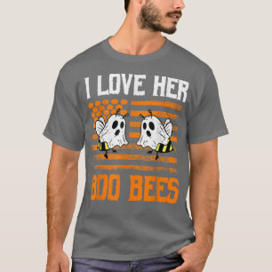 I Love Her Boo Bees Couples Halloween Costume USA  T-Shirt
