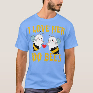 I Love Her Boo Bees Funny Couples Halloween Party T-Shirt