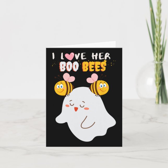 I Love Her Boo Bees Funny Halloween Couple Husnd B Card (Front)