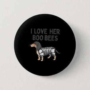 I Love Her Boo Bees Funny Halloween Dachshund Ween Button