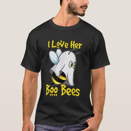 I Love Her Boo Bees Halloween Matching Couple Cost T_Shirt