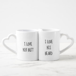 I Love Her Butt, I Love His Beard Mugs