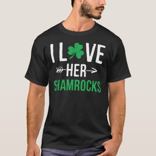I Love Her Shamrocks  St Patricks Day Couples Gif T_Shirt