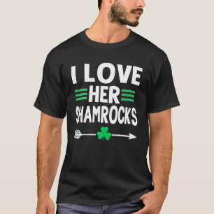 I Love Her Shamrocks St Patricks Day Couples Irish T-Shirt