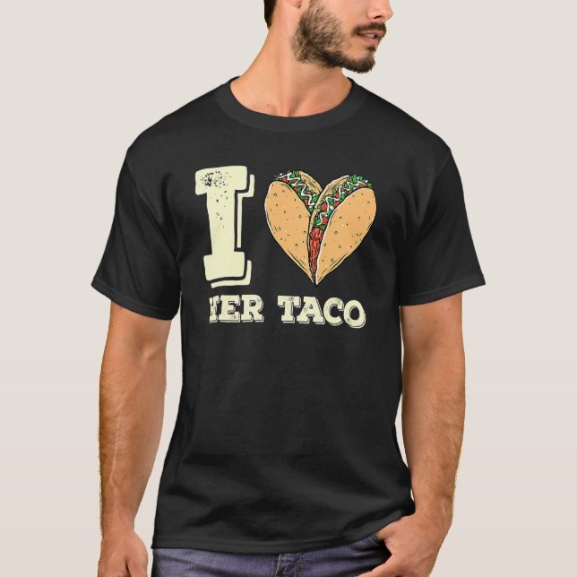 I Love Her Taco Matching Couple Cinco De Mayo Retr T-Shirt (Front)