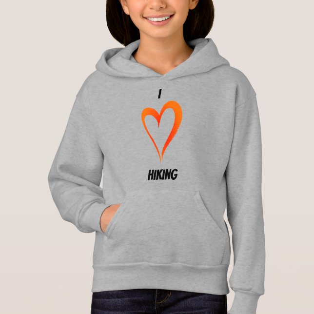 I Love Hiking - Kids Pullover Hoodie (Front)