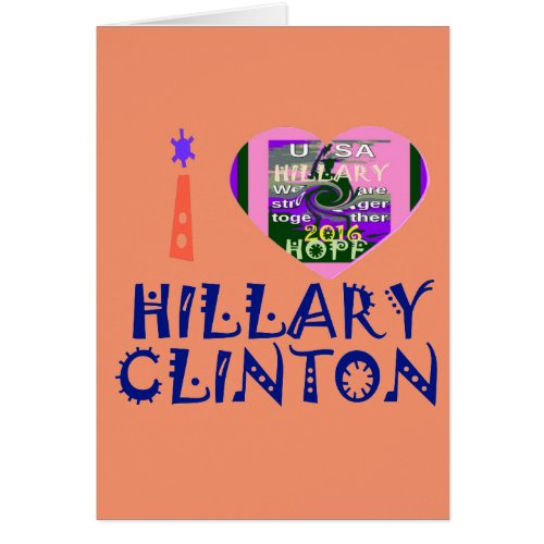 I Love Hillary Clinton for USA President Heart art