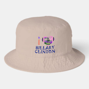 I Love Hillary Clinton for USA President Heart art Bucket Hat