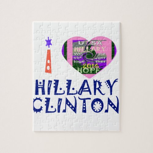 I Love Hillary Clinton for USA President Heart art Jigsaw Puzzle