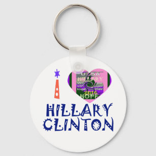 I Love Hillary Clinton for USA President Heart art Keychain