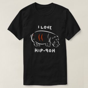 I Love Hip Hop and Hippos Funny Animal Wordplay T-Shirt