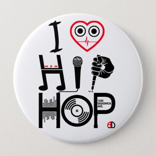 I Love Hip_Hop _ Music Design Badge Pinback Button