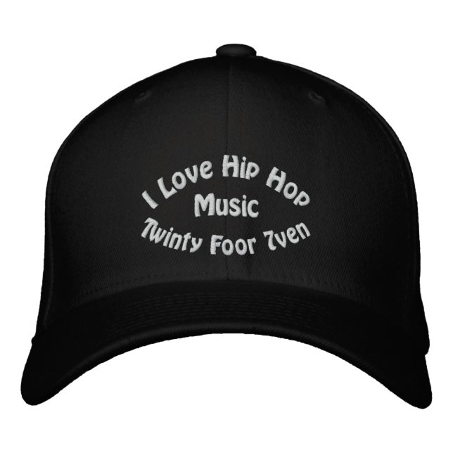 I Love Hip Hop Music Embroidered Baseball Cap (Front)