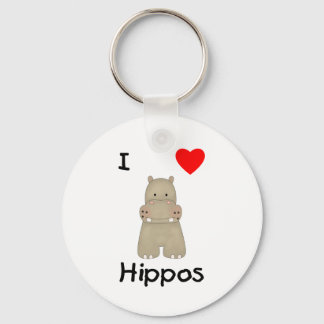 I Love Hippos (3) Keychain