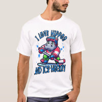 I Love Hippos And Ice Hockey Funny Ice Hockey Play
