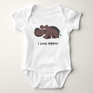 I Love Hippos Baby Bodysuit