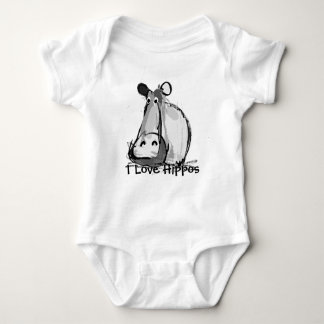 I Love Hippos Baby Bodysuit