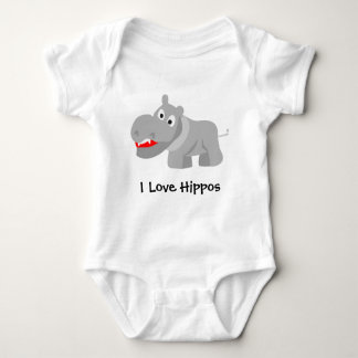I Love Hippos Baby Bodysuit