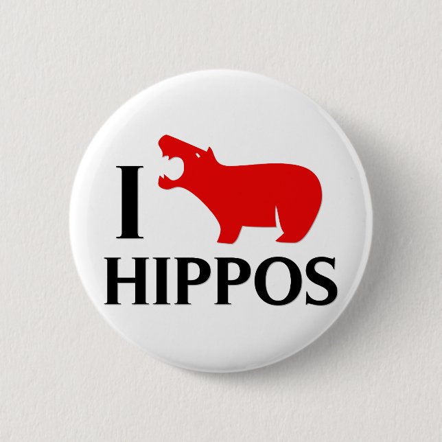 I Love Hippos Button (Front)