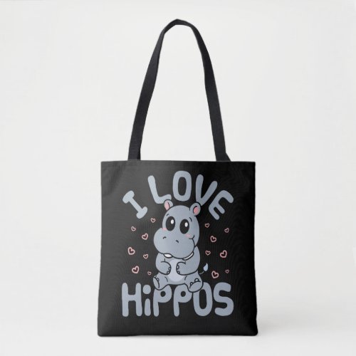 I Love Hippos Cute Hippopotamus Lover Tote Bag