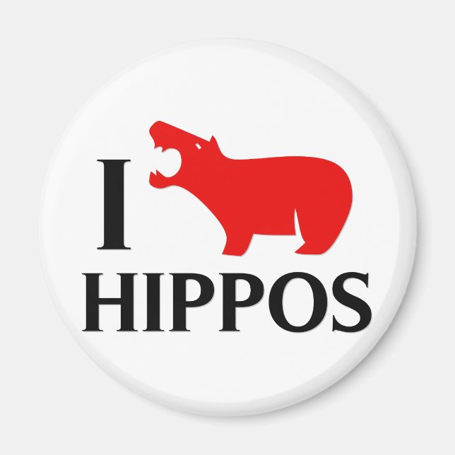 I Love Hippos Magnet (Front)