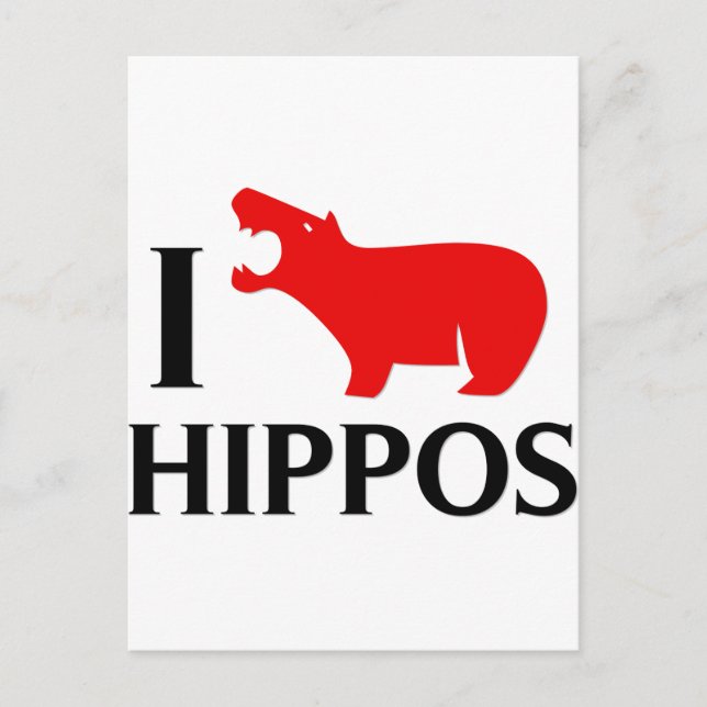 I Love Hippos Postcard (Front)